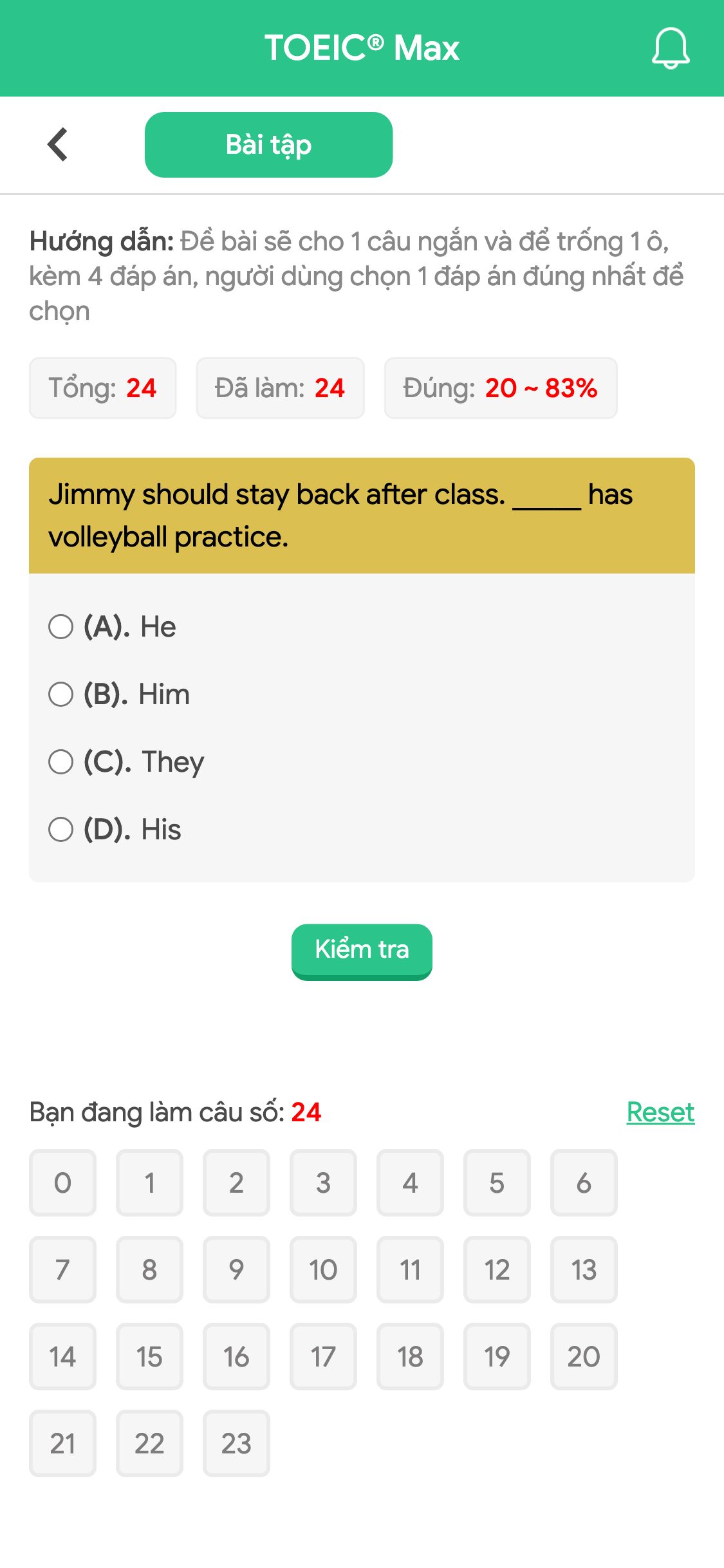 Jimmy should stay back after class. _____ has volleyball practice.