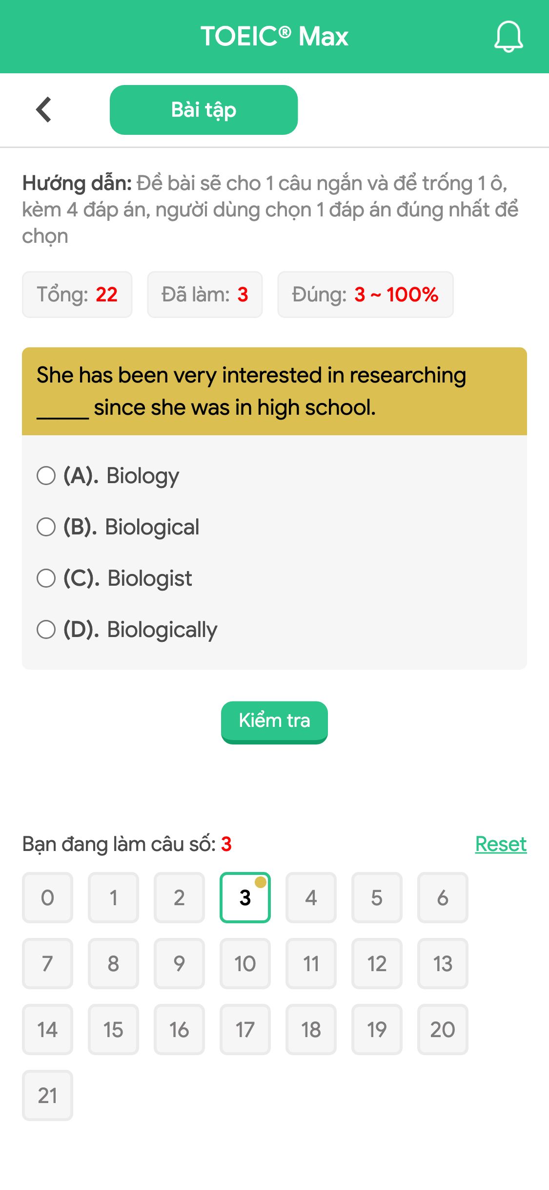 She has been very interested in researching _____ since she was in high school.