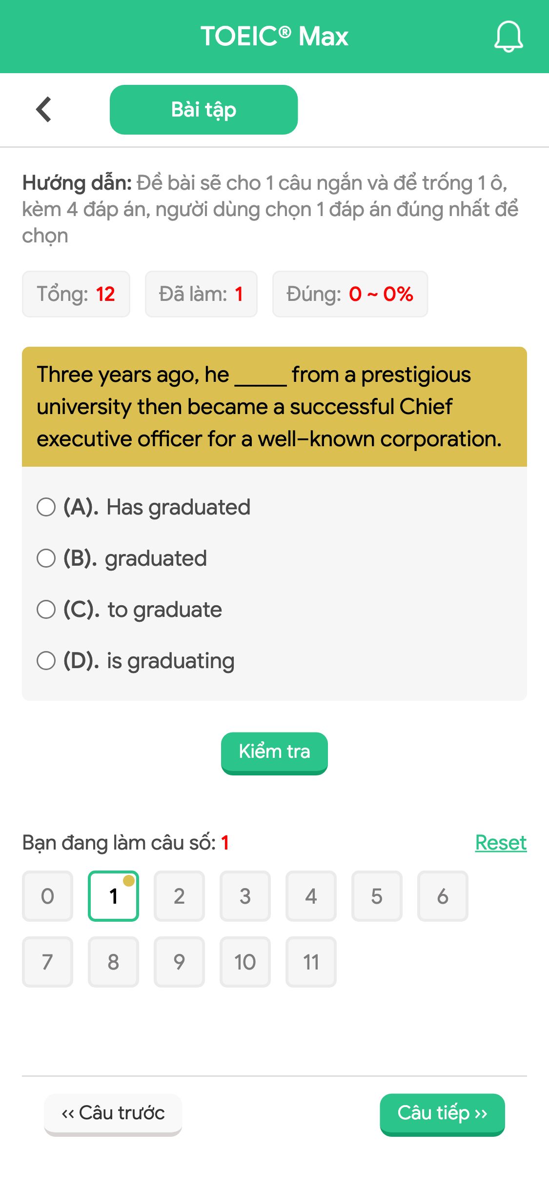 Three years ago, he _____ from a prestigious university then became a successful Chief executive officer for a well–known corporation.