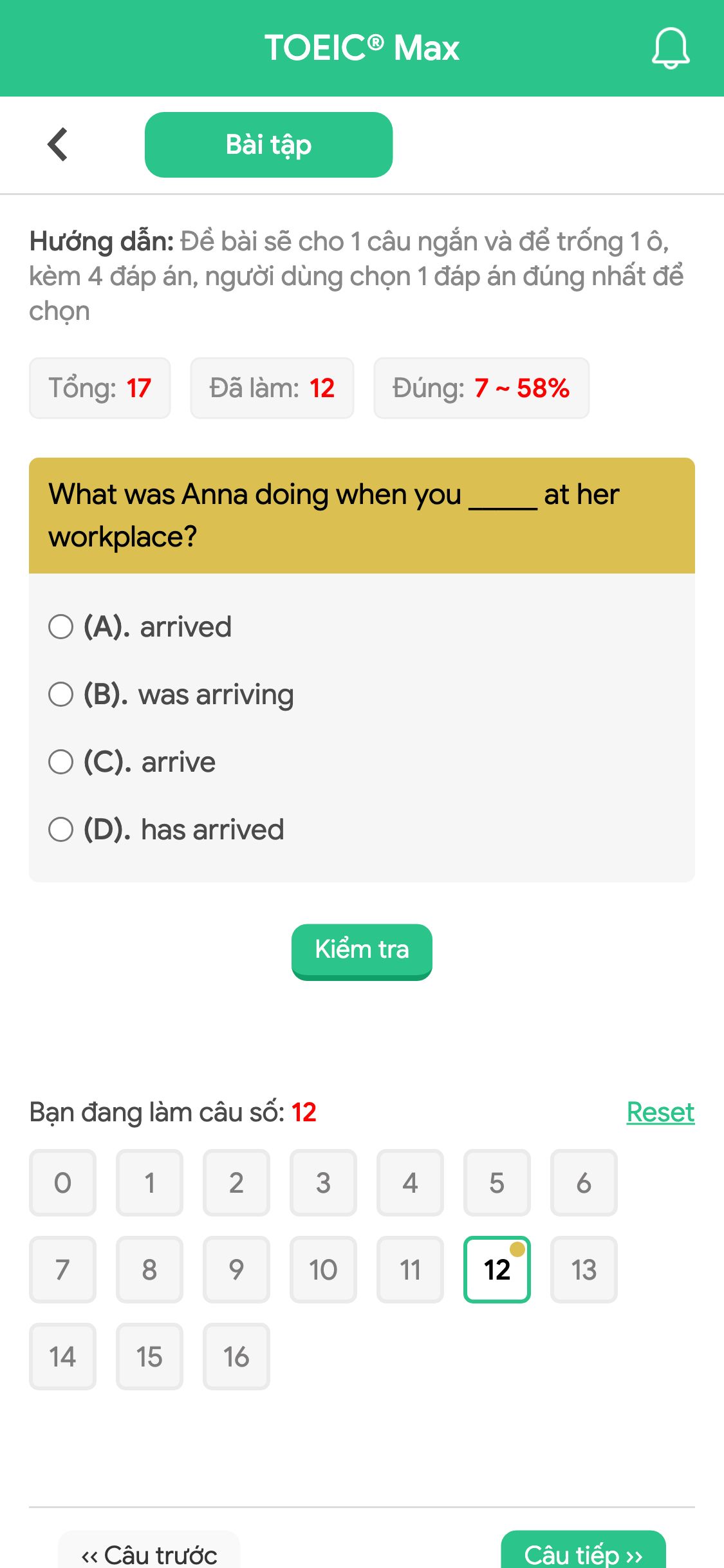 What was Anna doing when you _____ at her workplace?