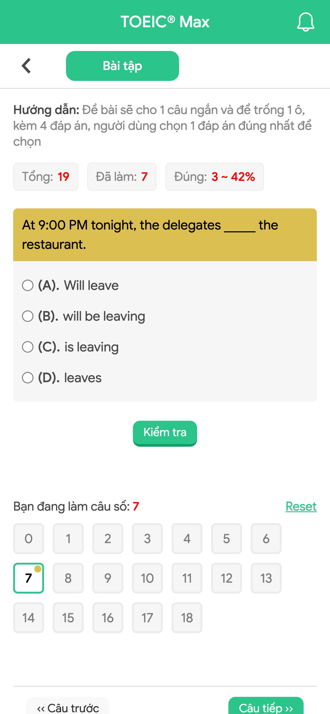 At 9:00 PM tonight, the delegates _____ the restaurant.