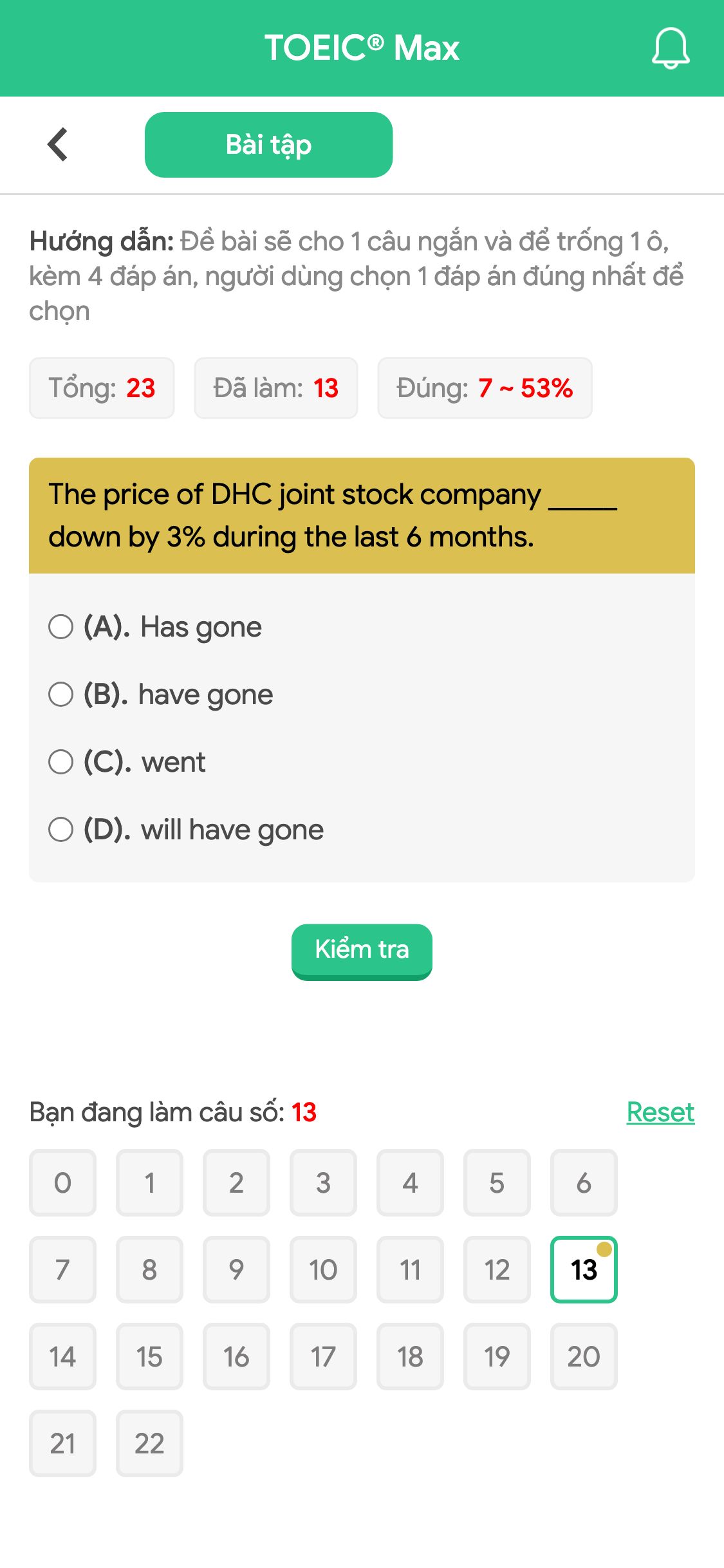 The price of DHC joint stock company _____ down by 3% during the last 6 months.