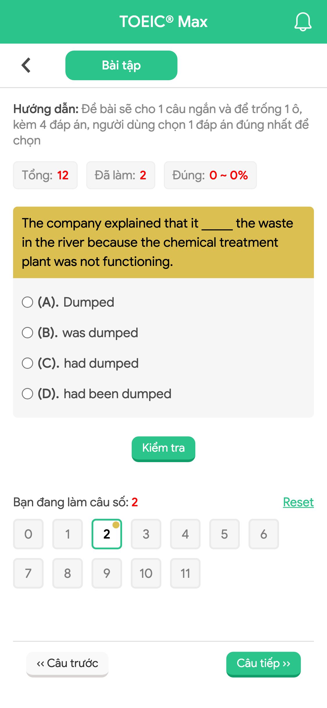 The company explained that it _____ the waste in the river because the chemical treatment plant was not functioning.