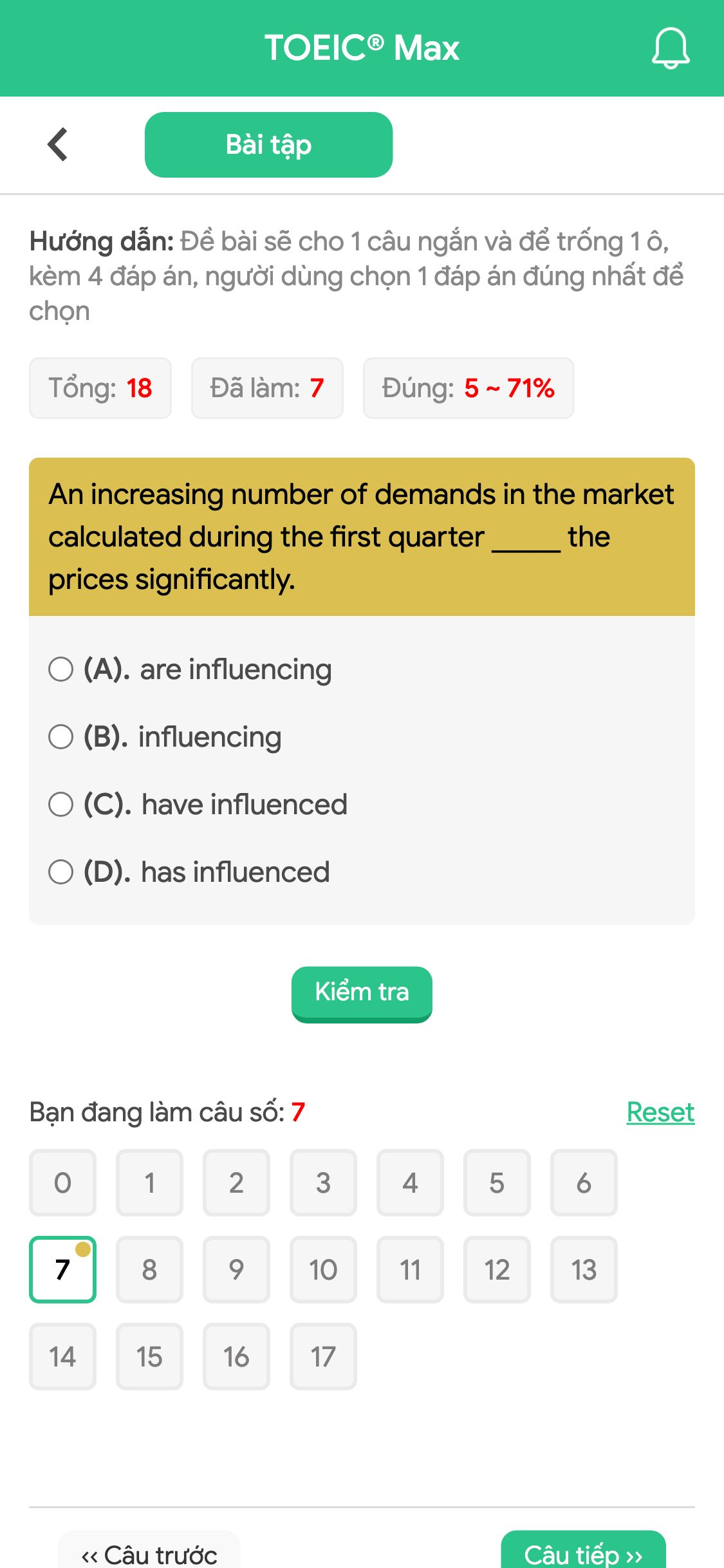 An increasing number of demands in the market calculated during the first quarter _____ the prices significantly.