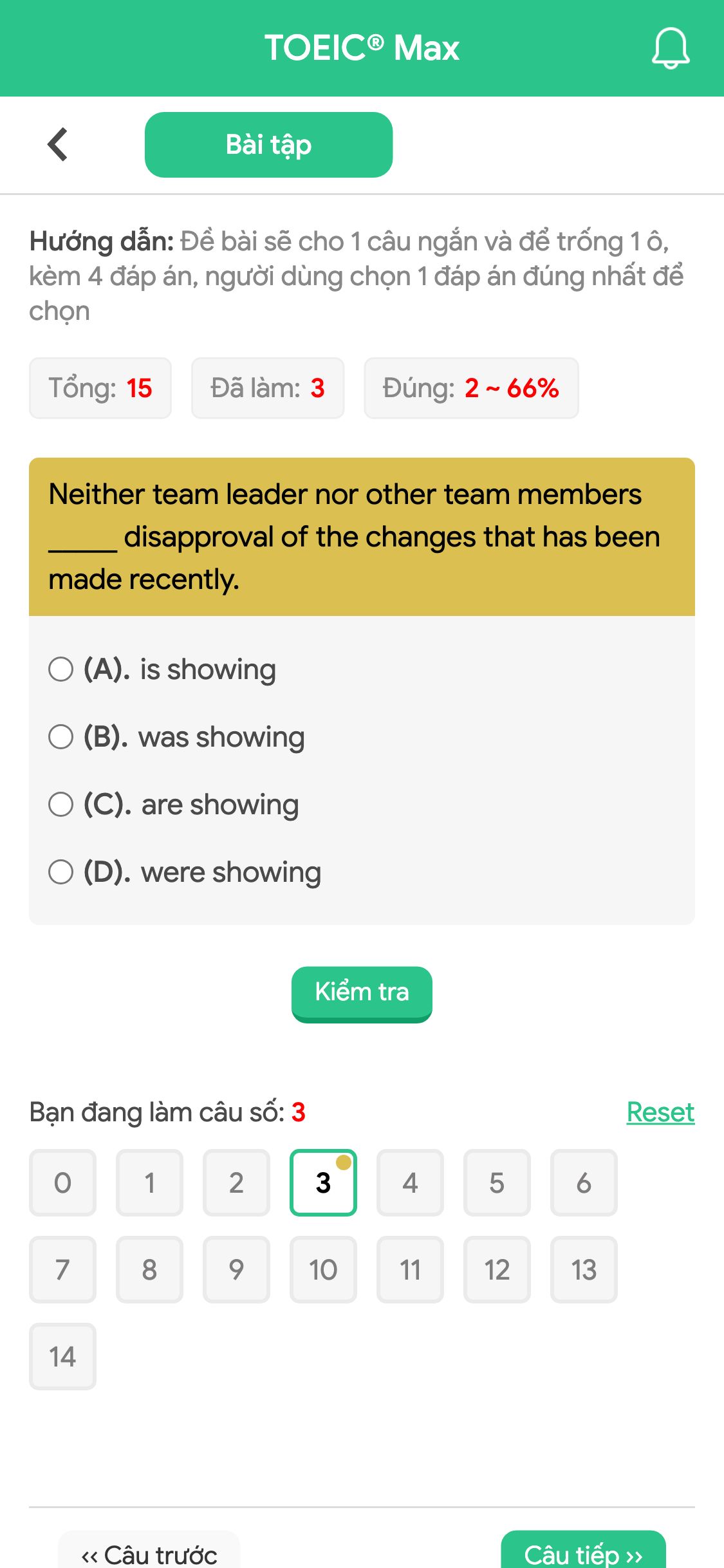 Neither team leader nor other team members _____ disapproval of the changes that has been made recently.