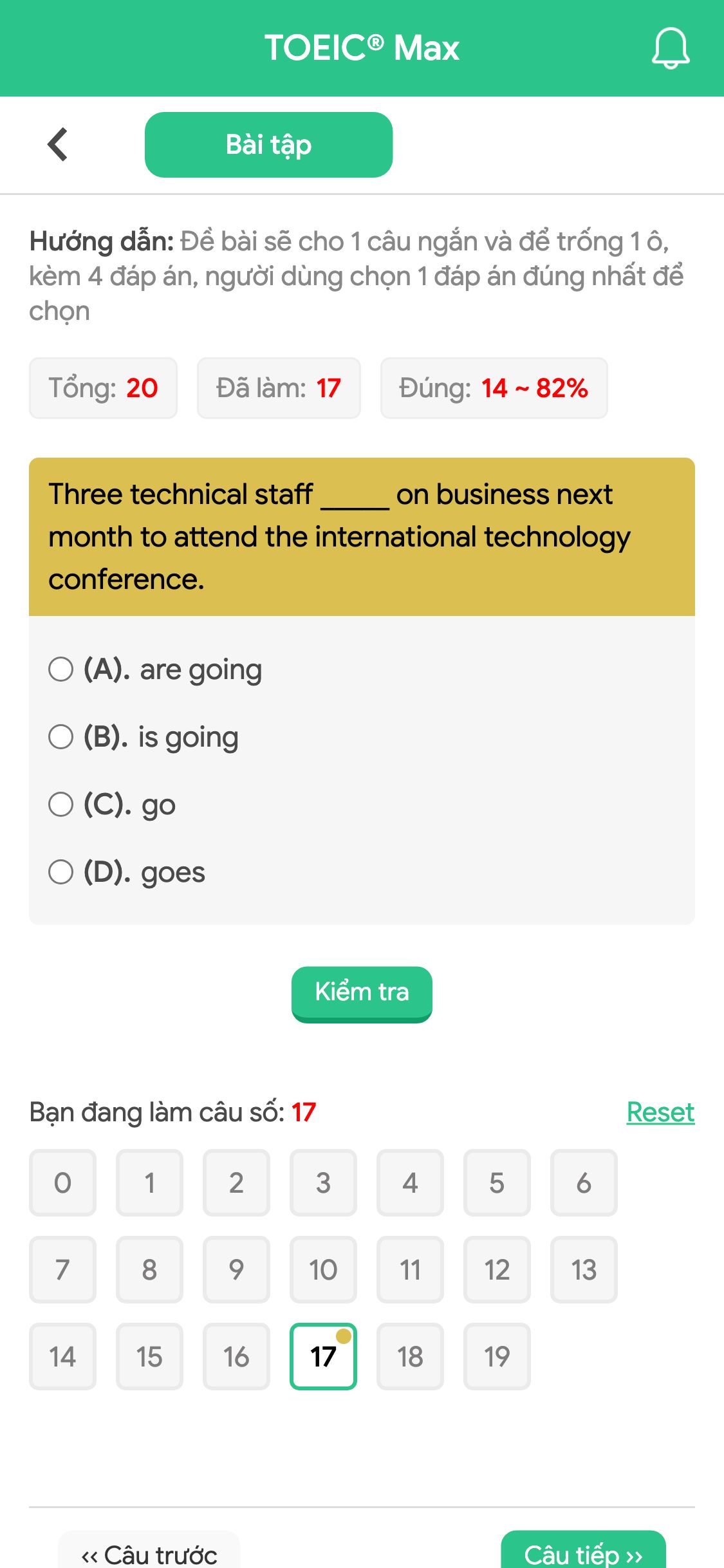 Three technical staff _____ on business next month to attend the international technology conference.