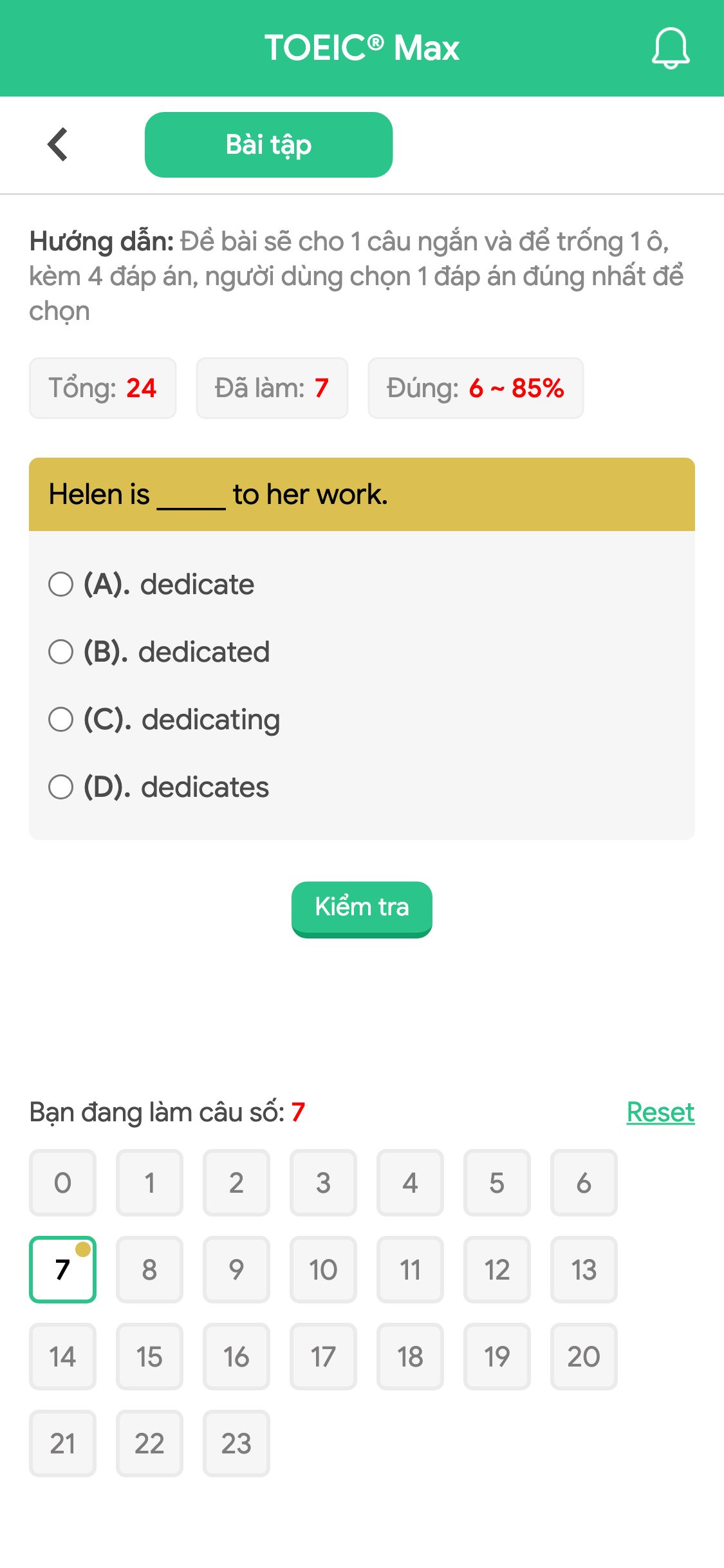 Helen is _____ to her work.