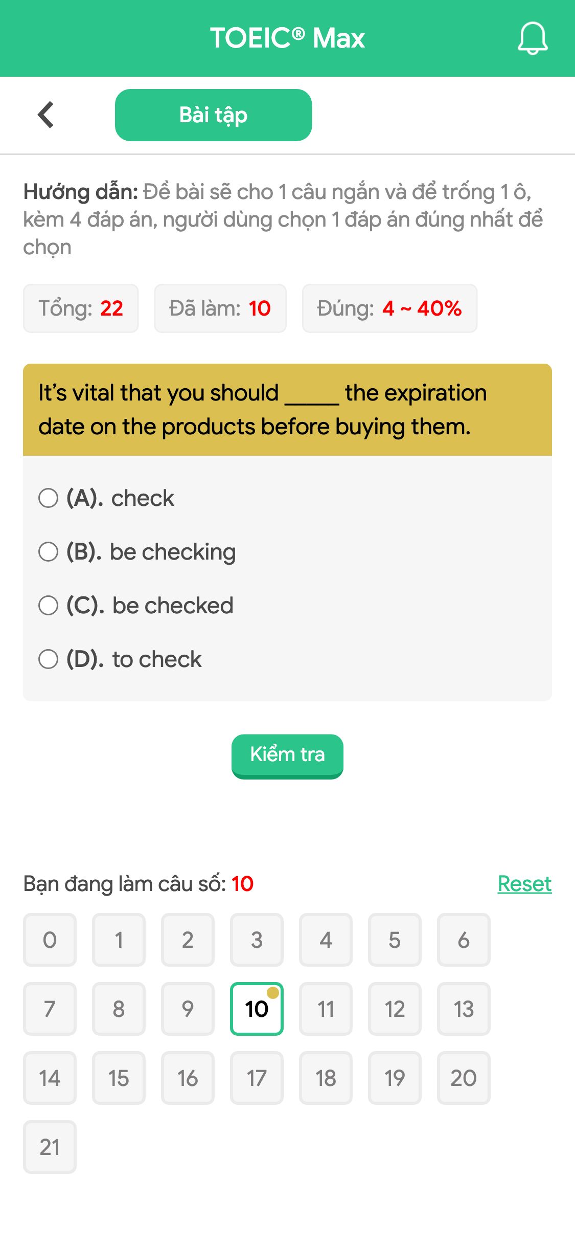 It’s vital that you should _____ the expiration date on the products before buying them.