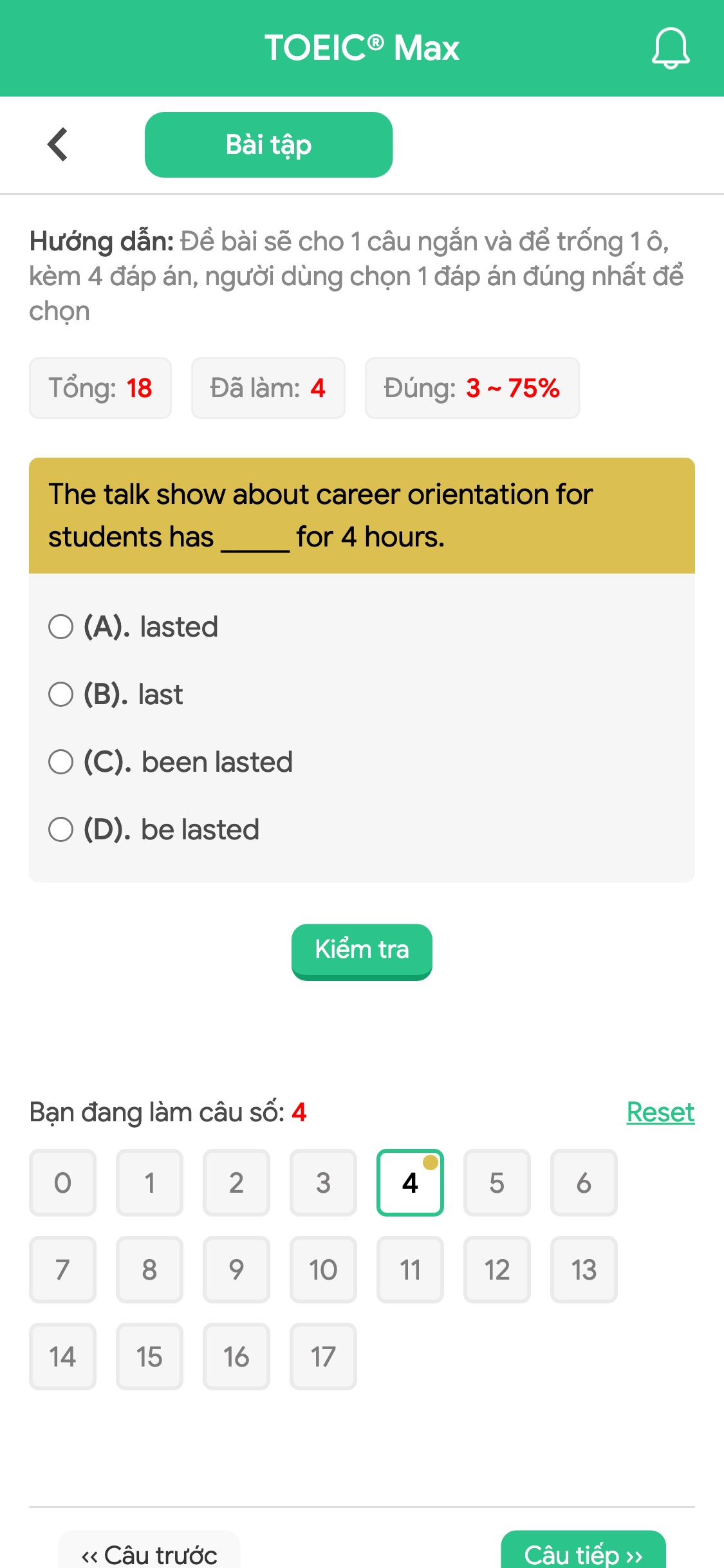 The talk show about career orientation for students has _____ for 4 hours.