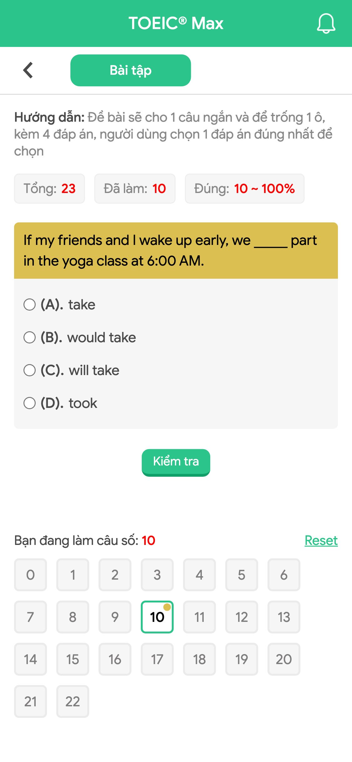 If my friends and I wake up early, we _____ part in the yoga class at 6:00 AM.