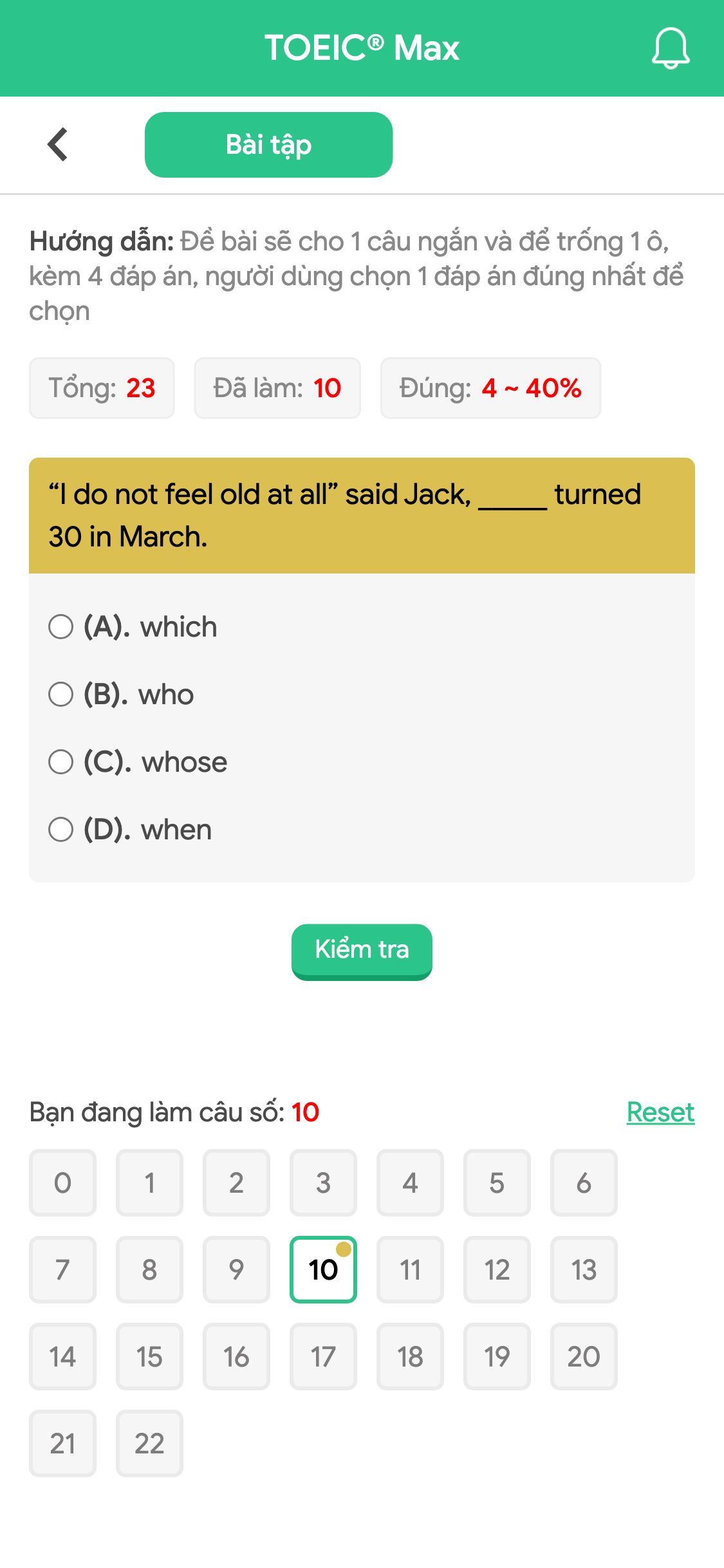 “I do not feel old at all” said Jack, _____ turned 30 in March.