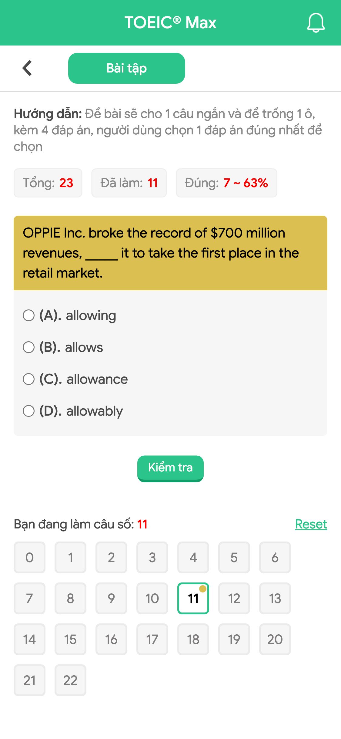 OPPIE Inc. broke the record of $700 million revenues, _____ it to take the first place in the retail market.