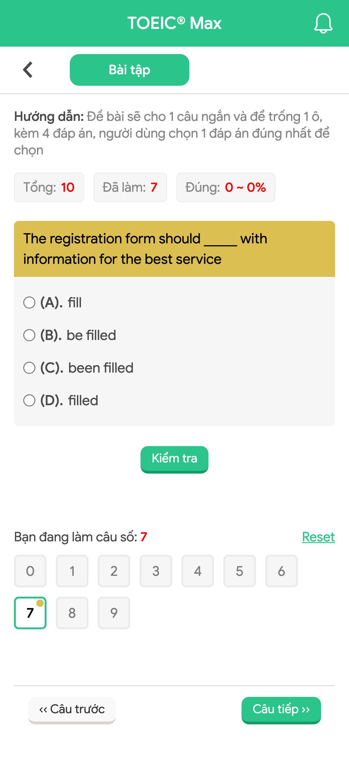 The registration form should _____ with information for the best service