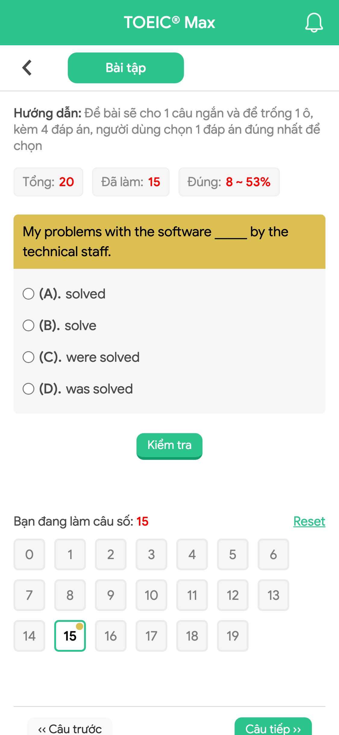 My problems with the software _____ by the technical staff.