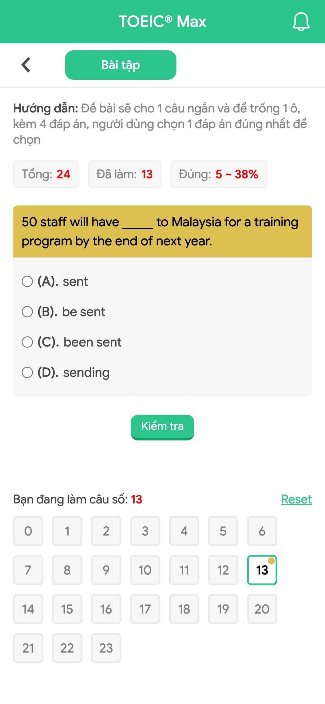 50 staff will have _____ to Malaysia for a training program by the end of next year.