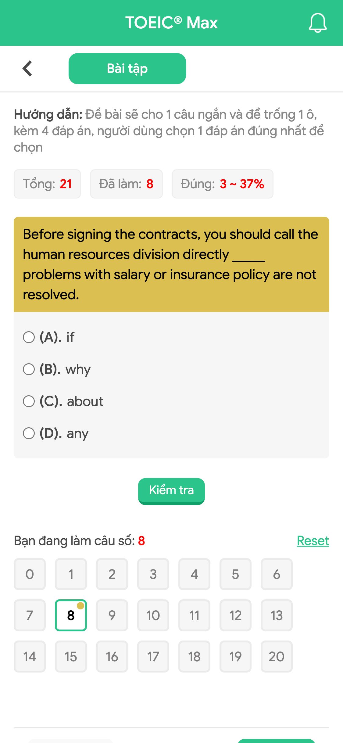 Before signing the contracts, you should call the human resources division directly _____ problems with salary or insurance policy are not resolved.