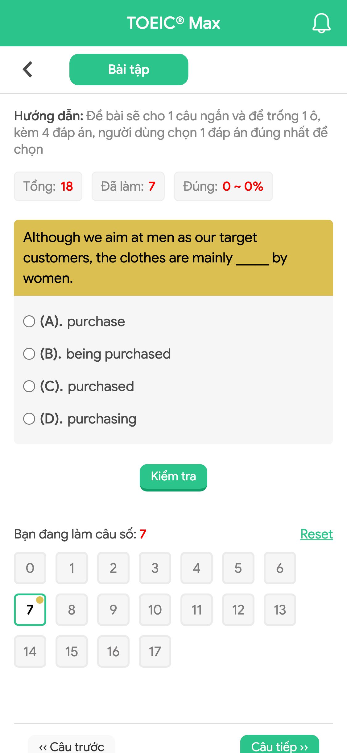 Although we aim at men as our target customers, the clothes are mainly _____ by women.