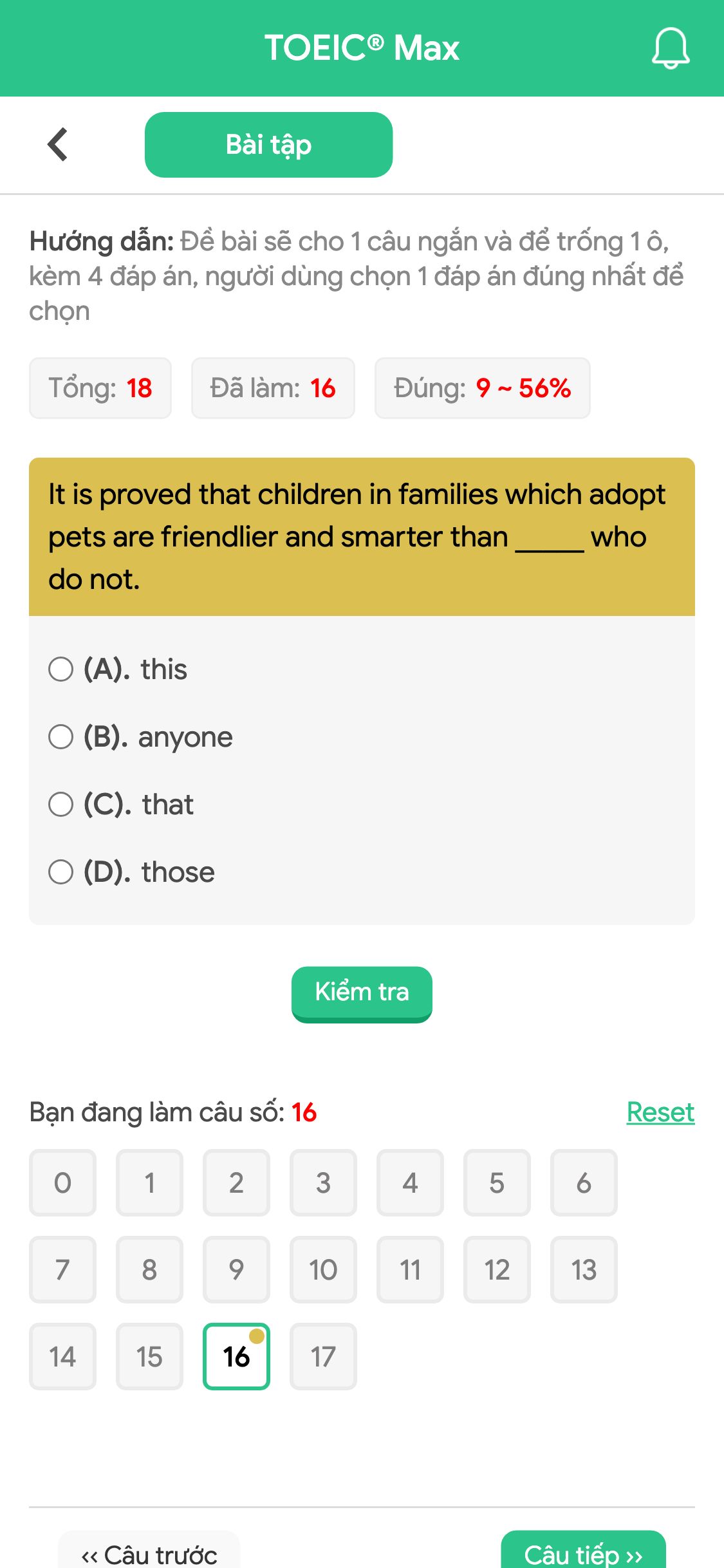 It is proved that children in families which adopt pets are friendlier and smarter than _____ who do not.