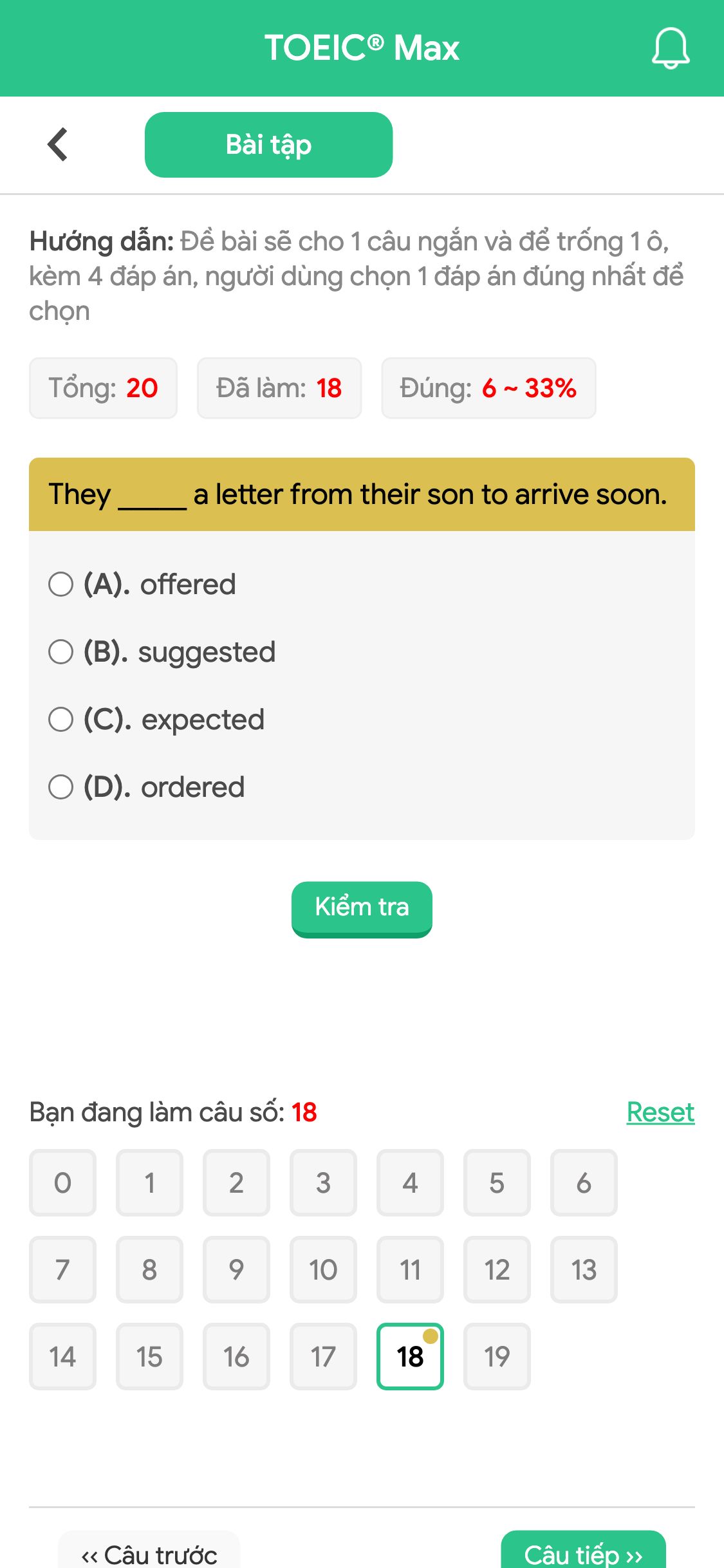 They _____ a letter from their son to arrive soon.