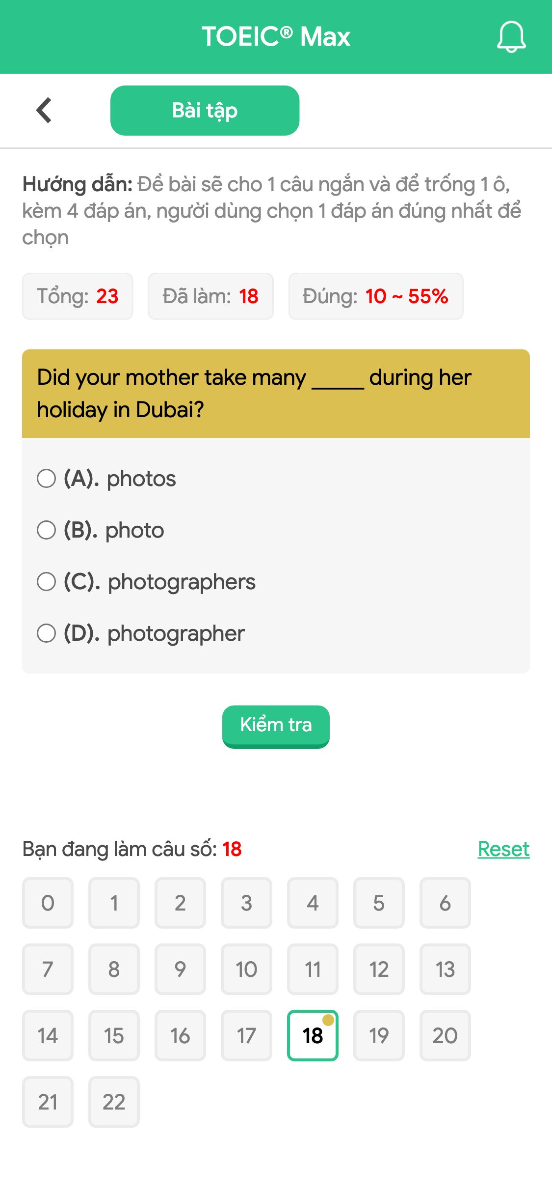 Did your mother take many _____ during her holiday in Dubai?