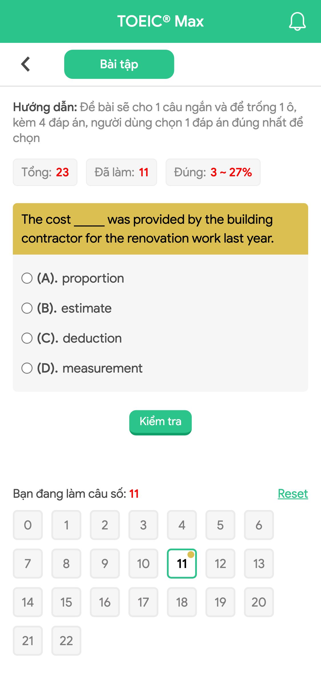 The cost _____ was provided by the building contractor for the renovation work last year.