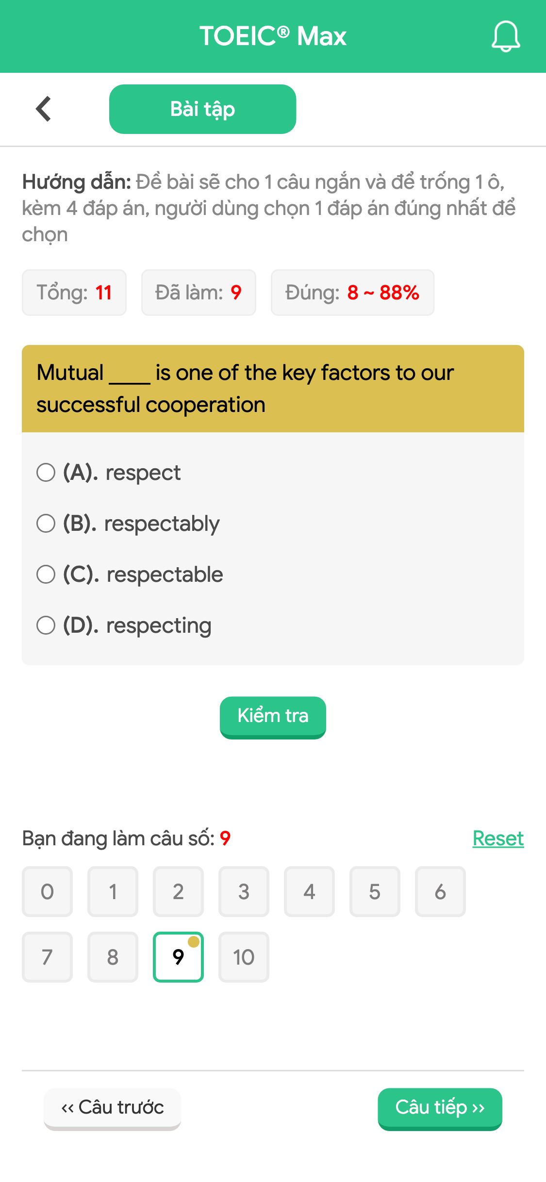 Mutual ____ is one of the key factors to our successful cooperation