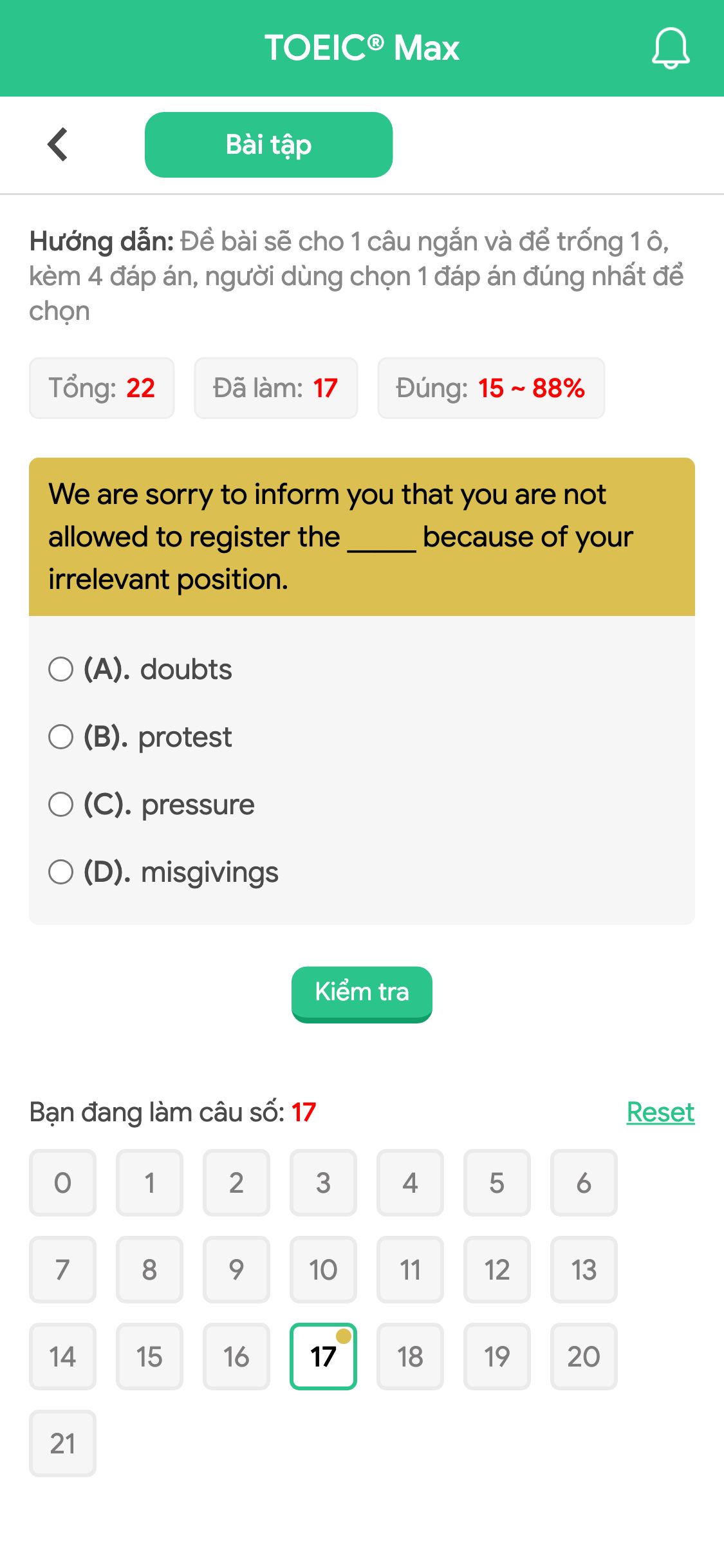 We are sorry to inform you that you are not allowed to register the _____ because of your irrelevant position.