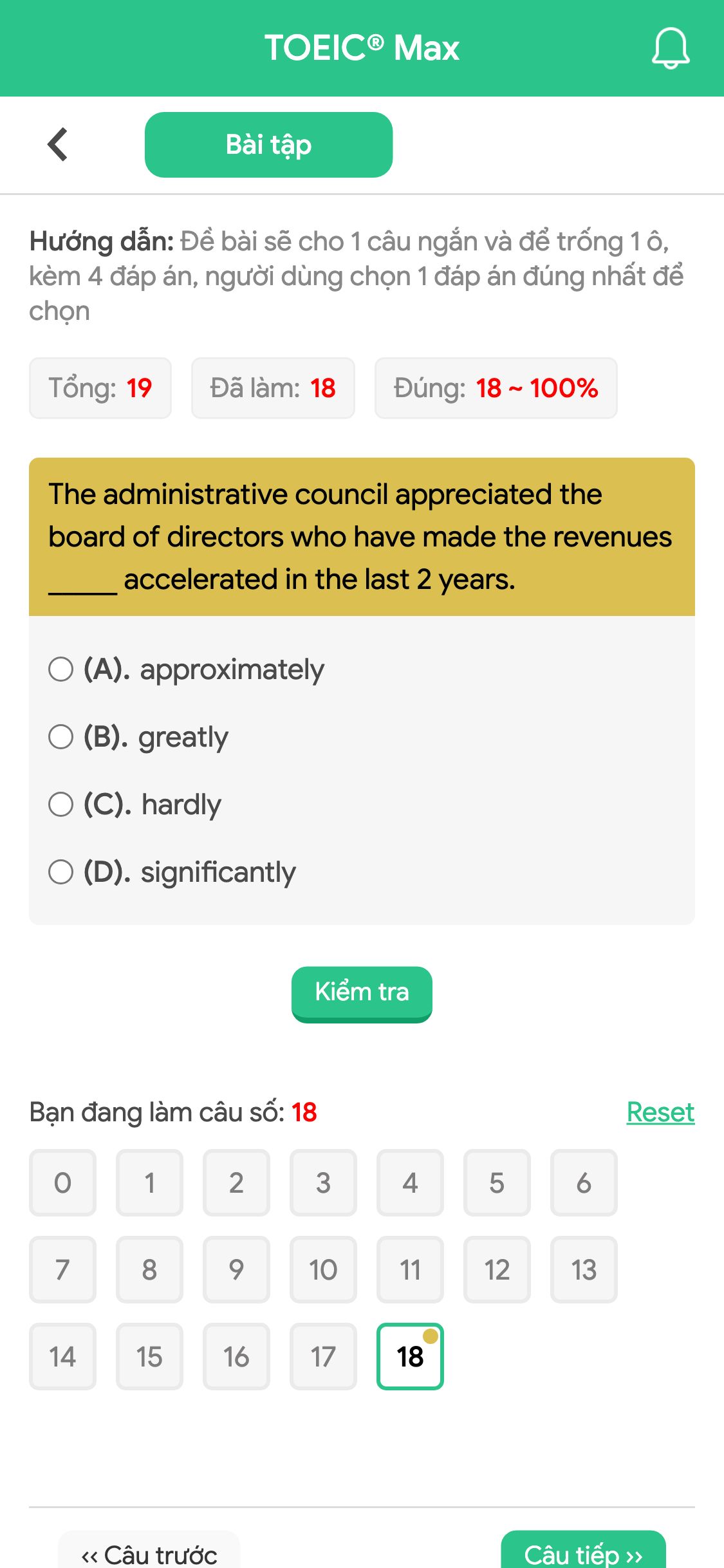 The administrative council appreciated the board of directors who have made the revenues _____ accelerated in the last 2 years.