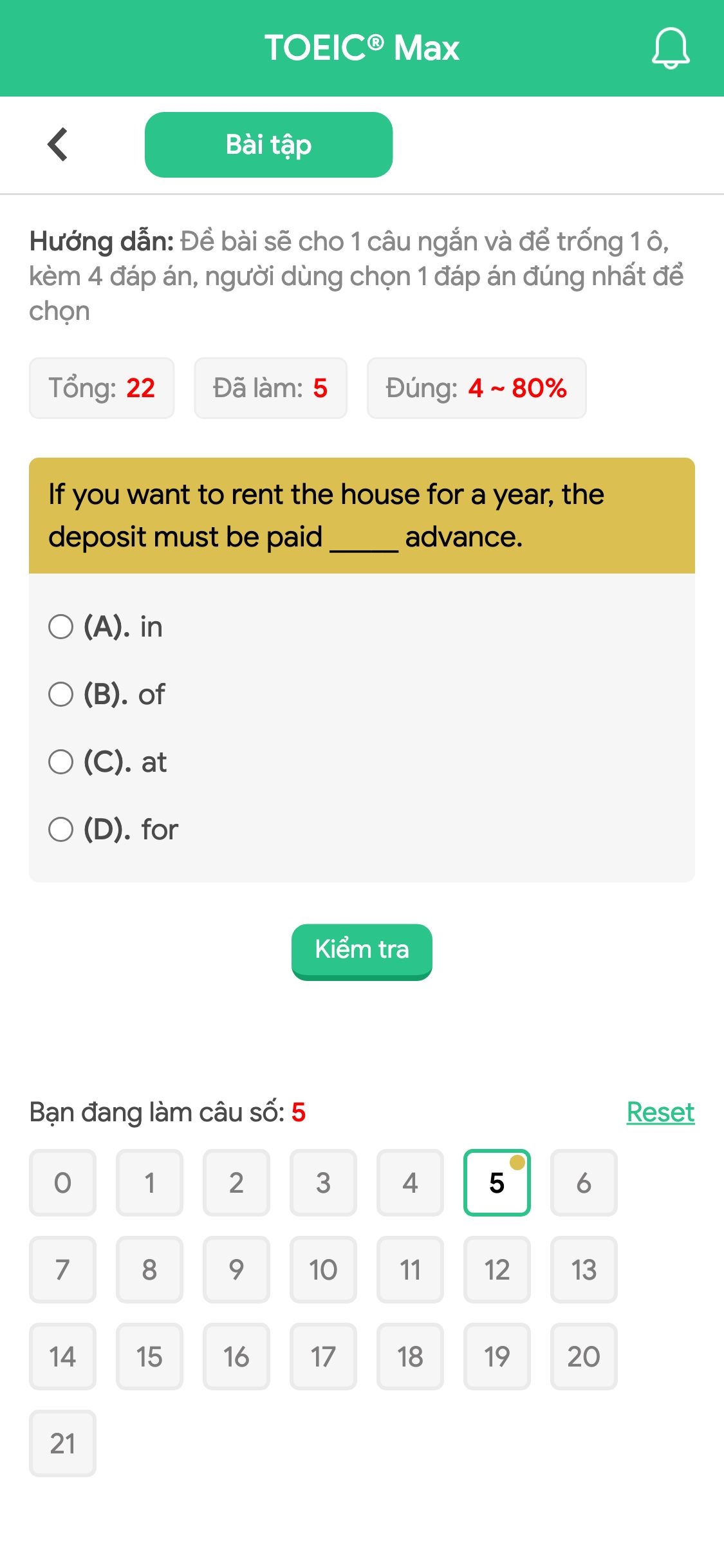 If you want to rent the house for a year, the deposit must be paid _____ advance.