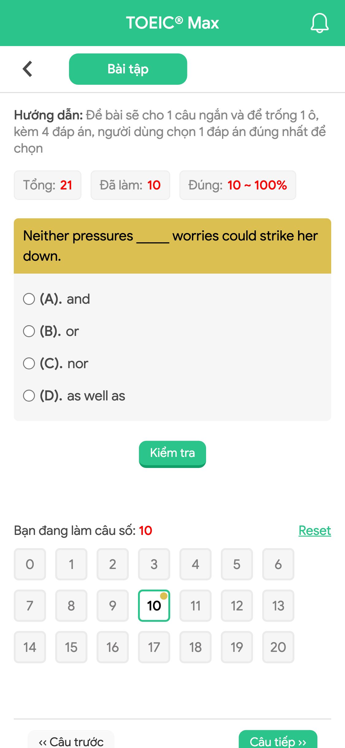 Neither pressures _____ worries could strike her down.