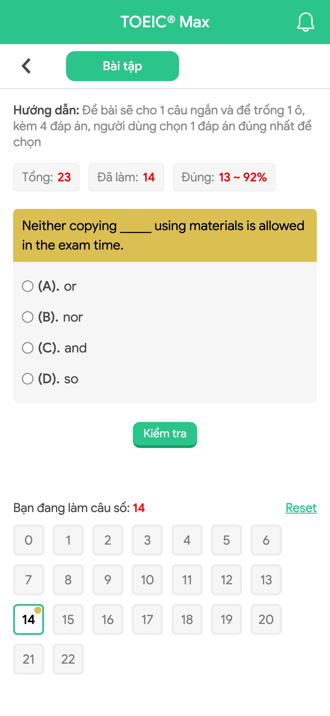 Neither copying _____ using materials is allowed in the exam time.