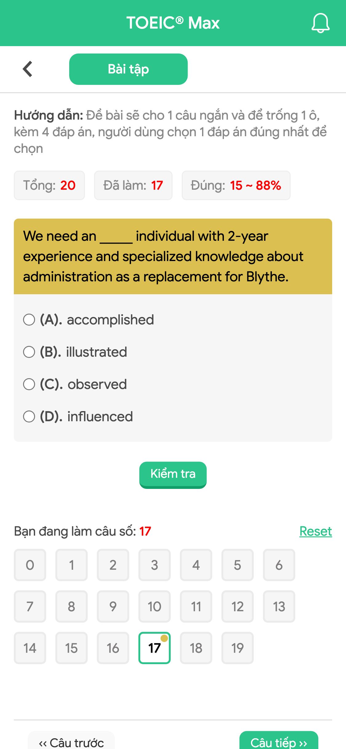 We need an _____ individual with 2-year experience and specialized knowledge about administration as a replacement for Blythe.