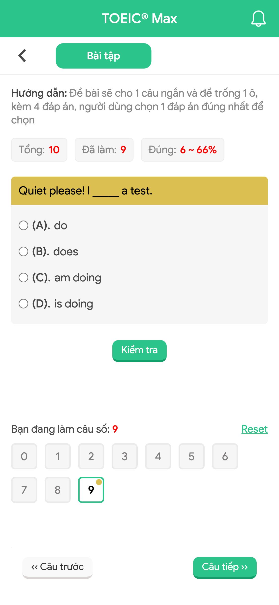 Quiet please! I _____ a test.