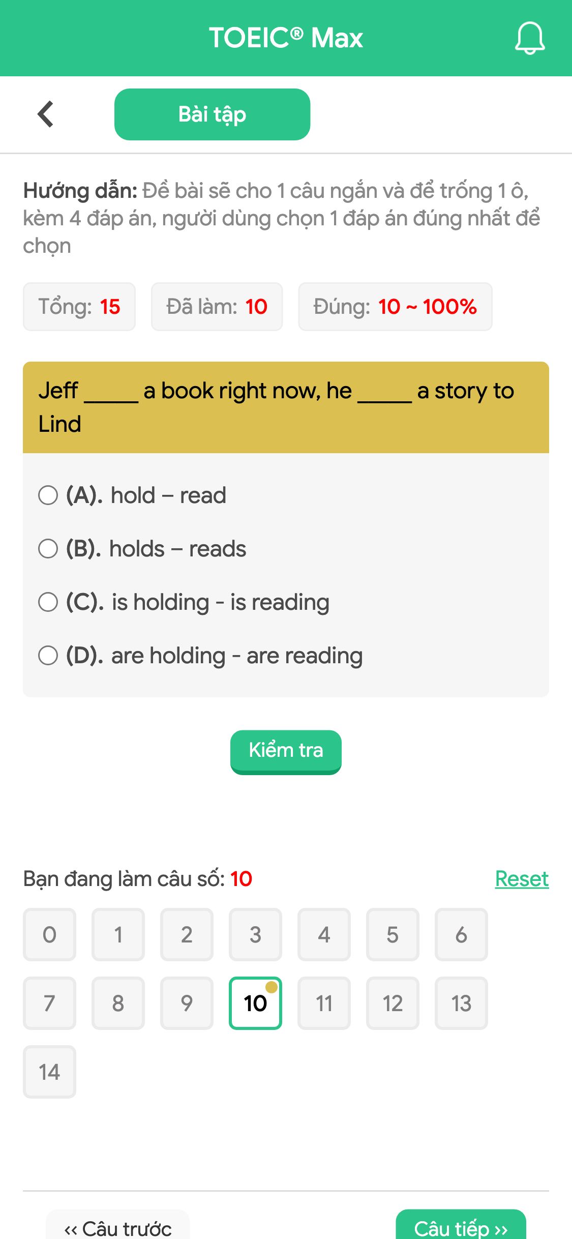 Jeff _____ a book right now, he _____ a story to Lind