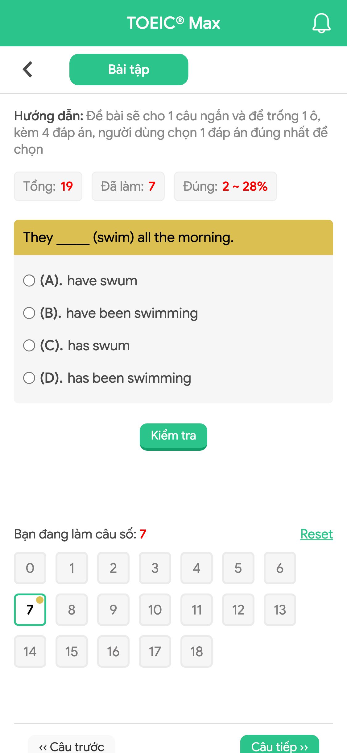 They _____ (swim) all the morning.