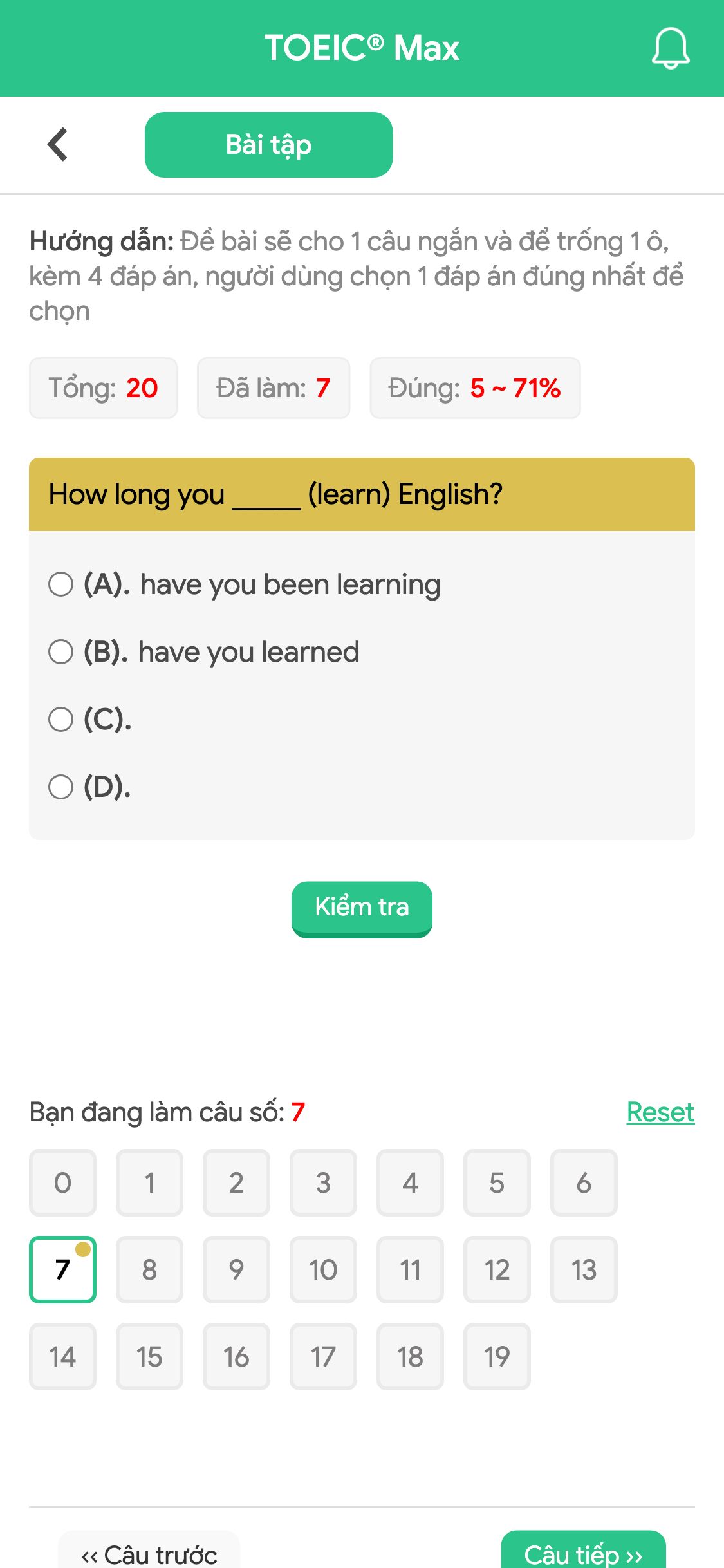 How long you _____ (learn) English?