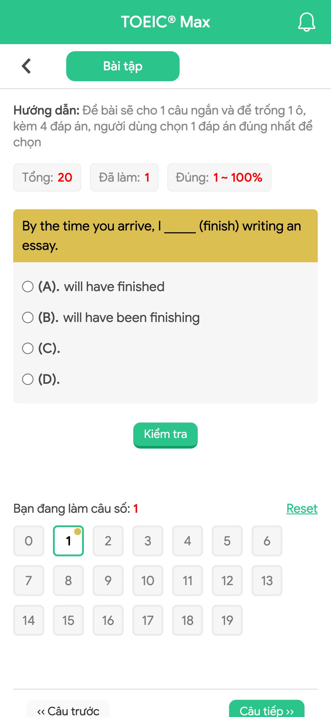 By the time you arrive, I _____ (finish) writing an essay.