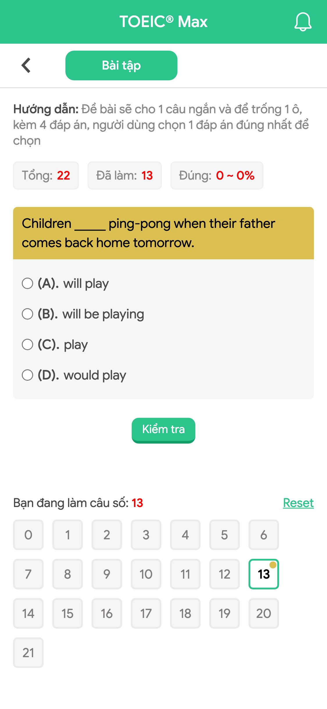 Children _____ ping-pong when their father comes back home tomorrow.