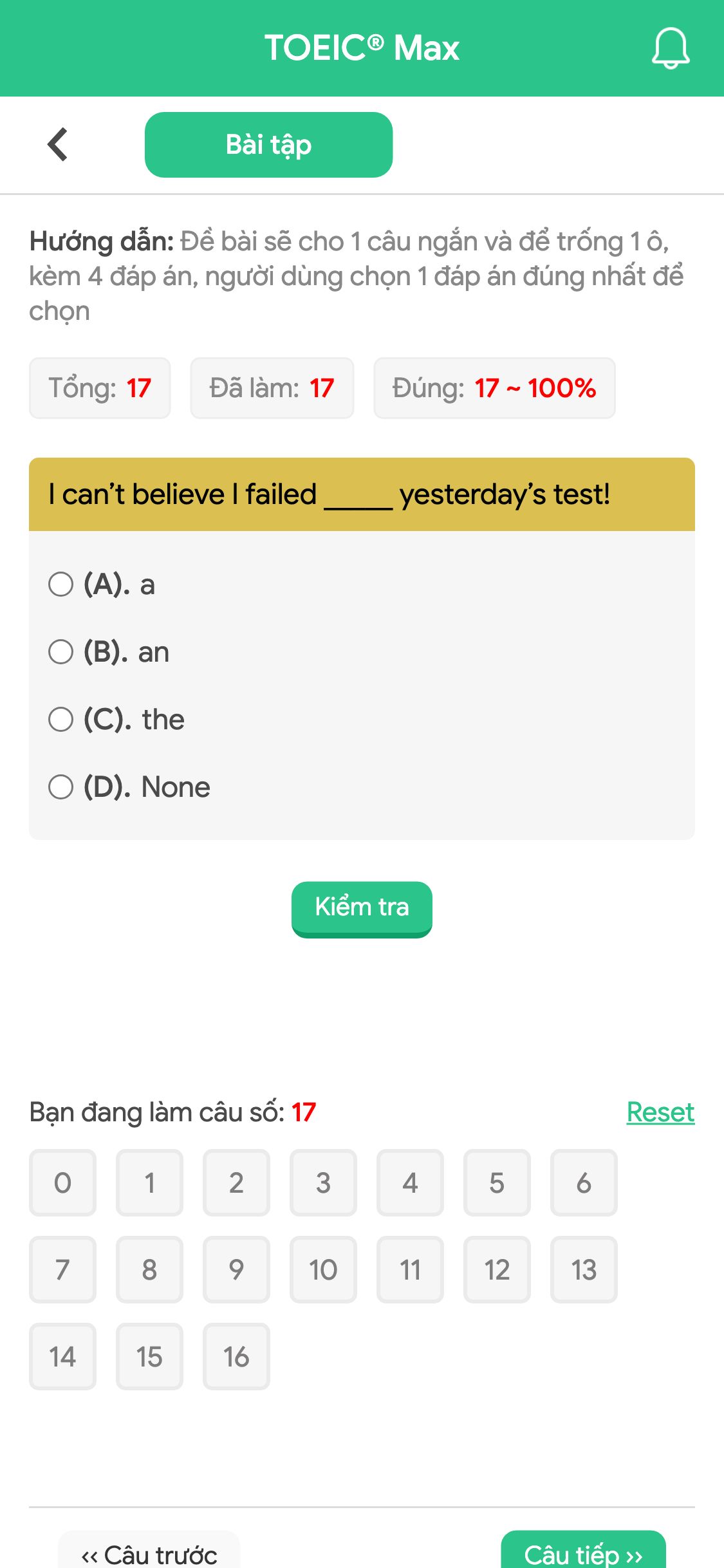 I can’t believe I failed _____ yesterday’s test!