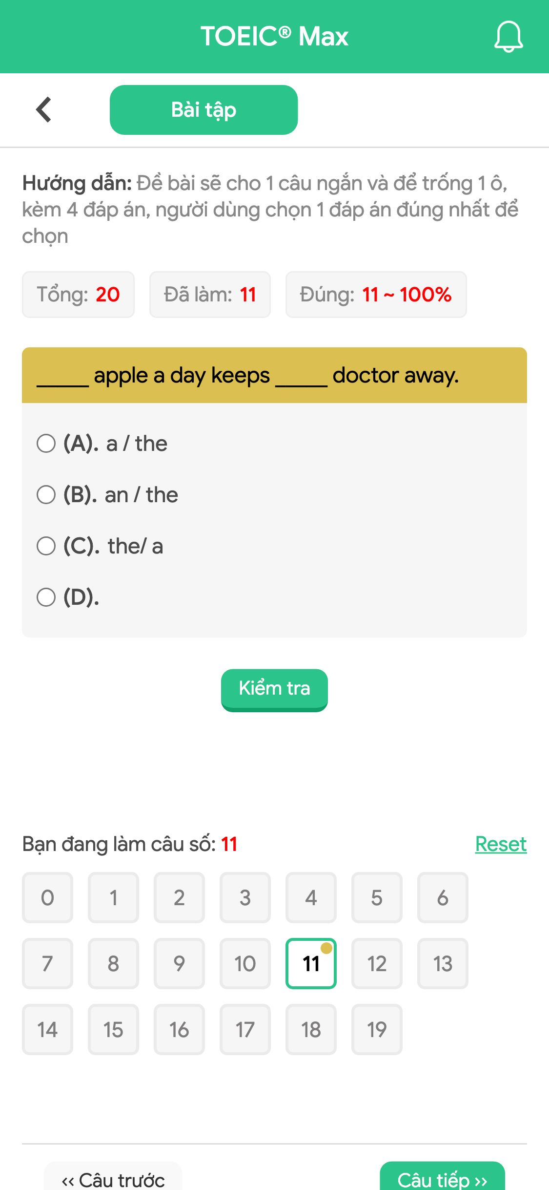 _____ apple a day keeps _____ doctor away.