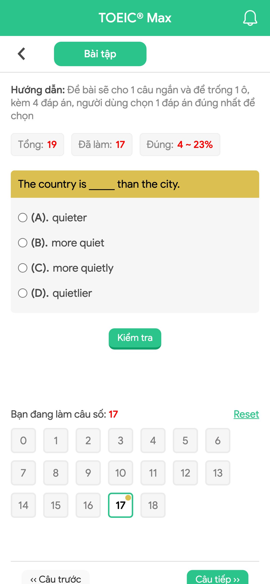 The country is _____ than the city.