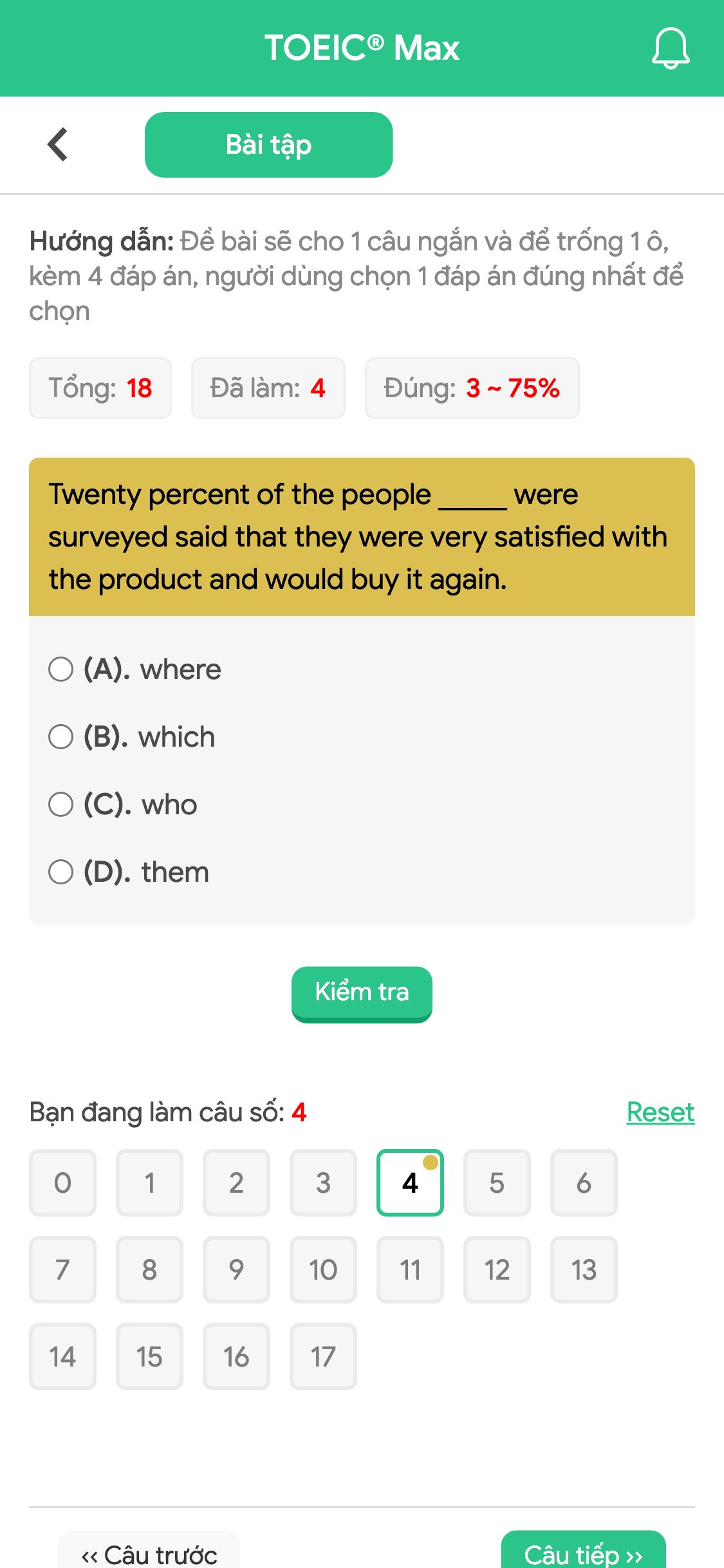 Twenty percent of the people _____ were surveyed said that they were very satisfied with the product and would buy it again.