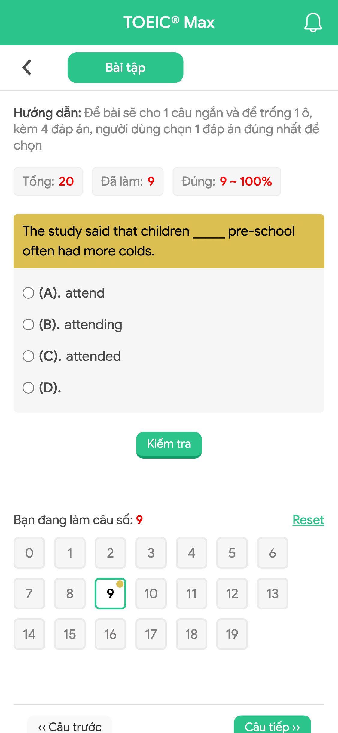 The study said that children _____ pre-school often had more colds.