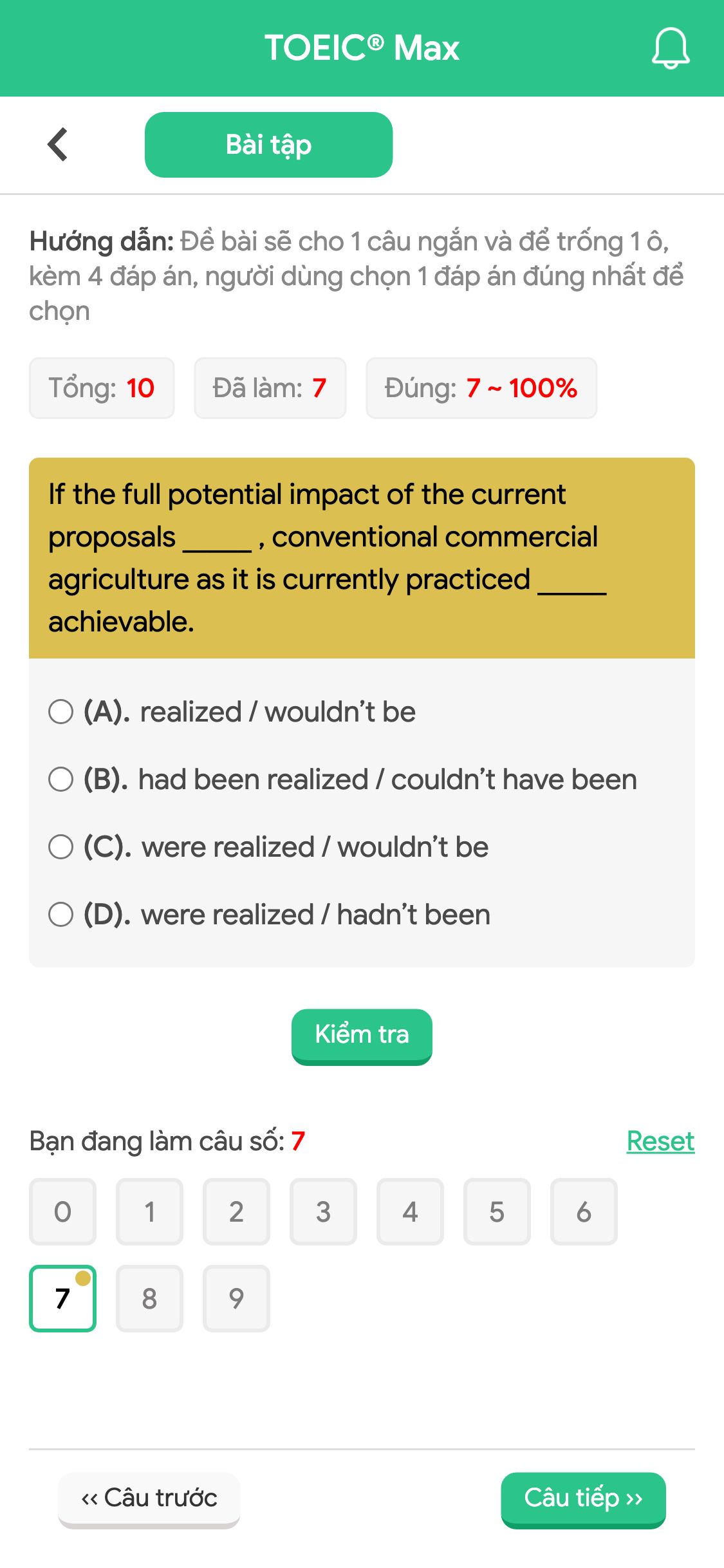 If the full potential impact of the current proposals _____ , conventional commercial agriculture as it is currently practiced _____ achievable.