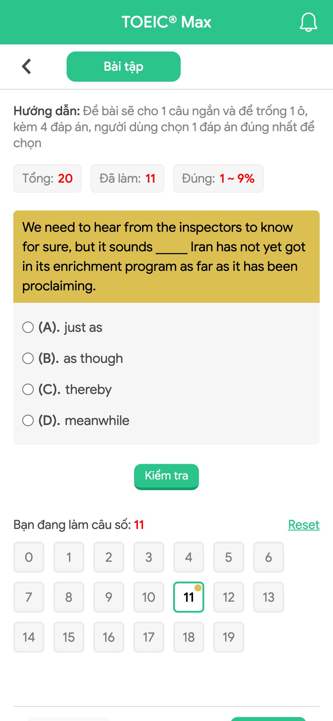 We need to hear from the inspectors to know for sure, but it sounds _____ Iran has not yet got in its enrichment program as far as it has been proclaiming.