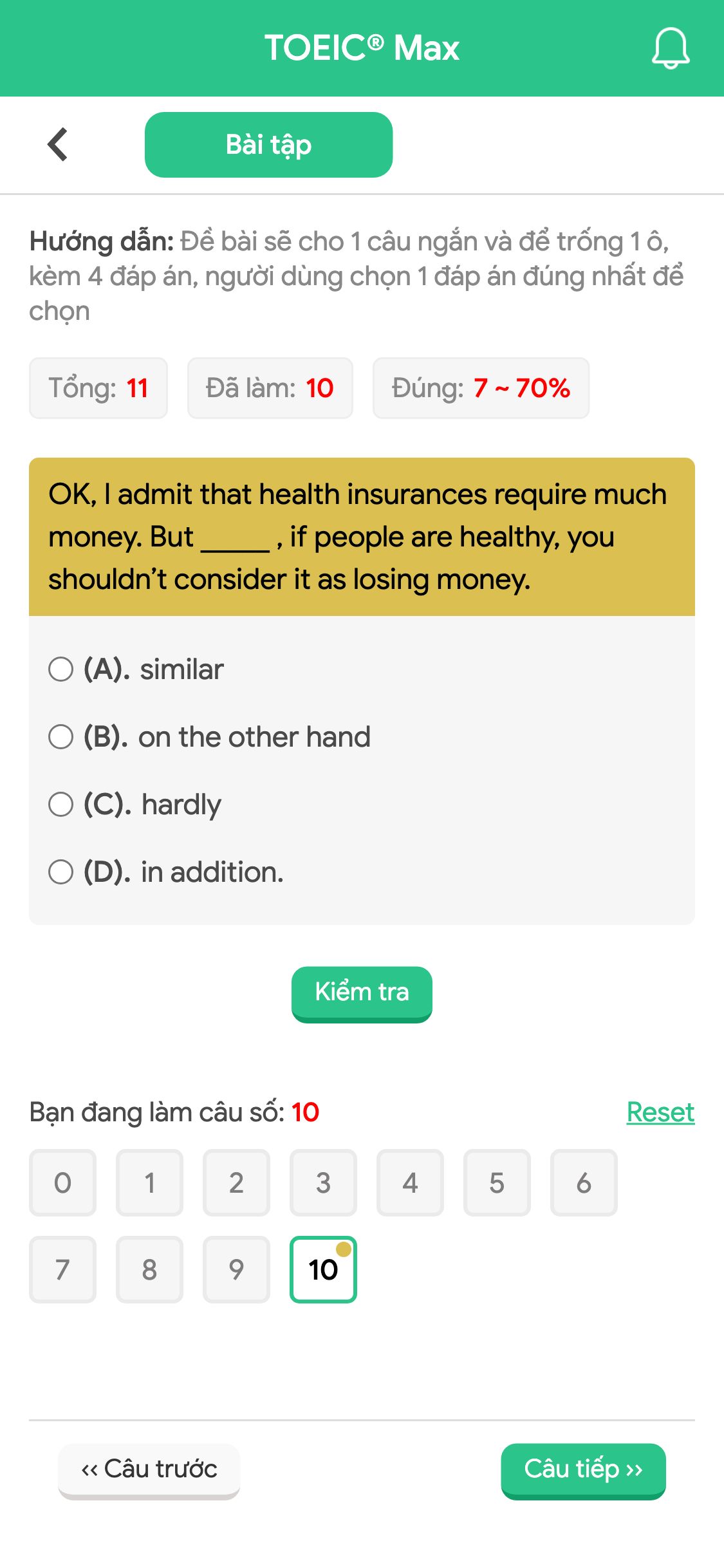 OK, I admit that health insurances require much money. But _____ , if people are healthy, you shouldn’t consider it as losing money.