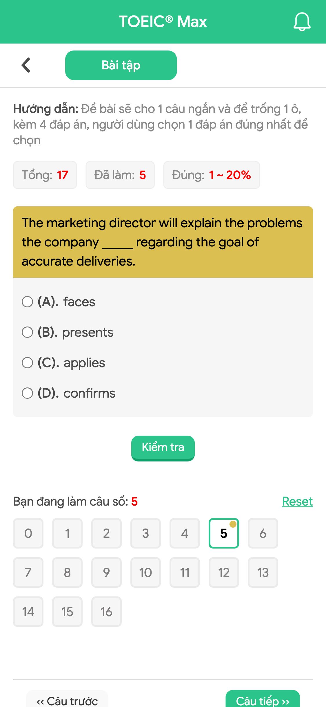 The marketing director will explain the problems the company _____ regarding the goal of accurate deliveries.