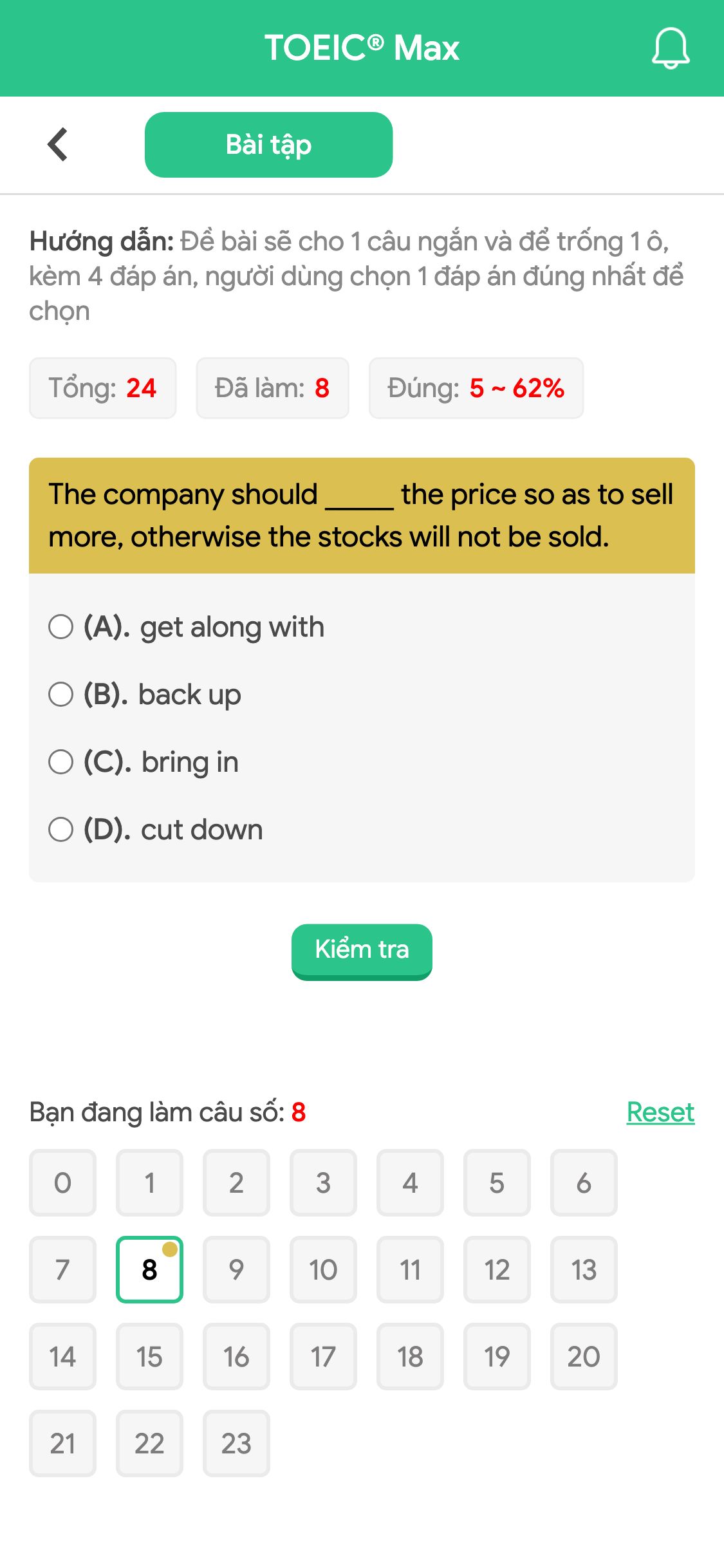 The company should _____ the price so as to sell more, otherwise the stocks will not be sold.