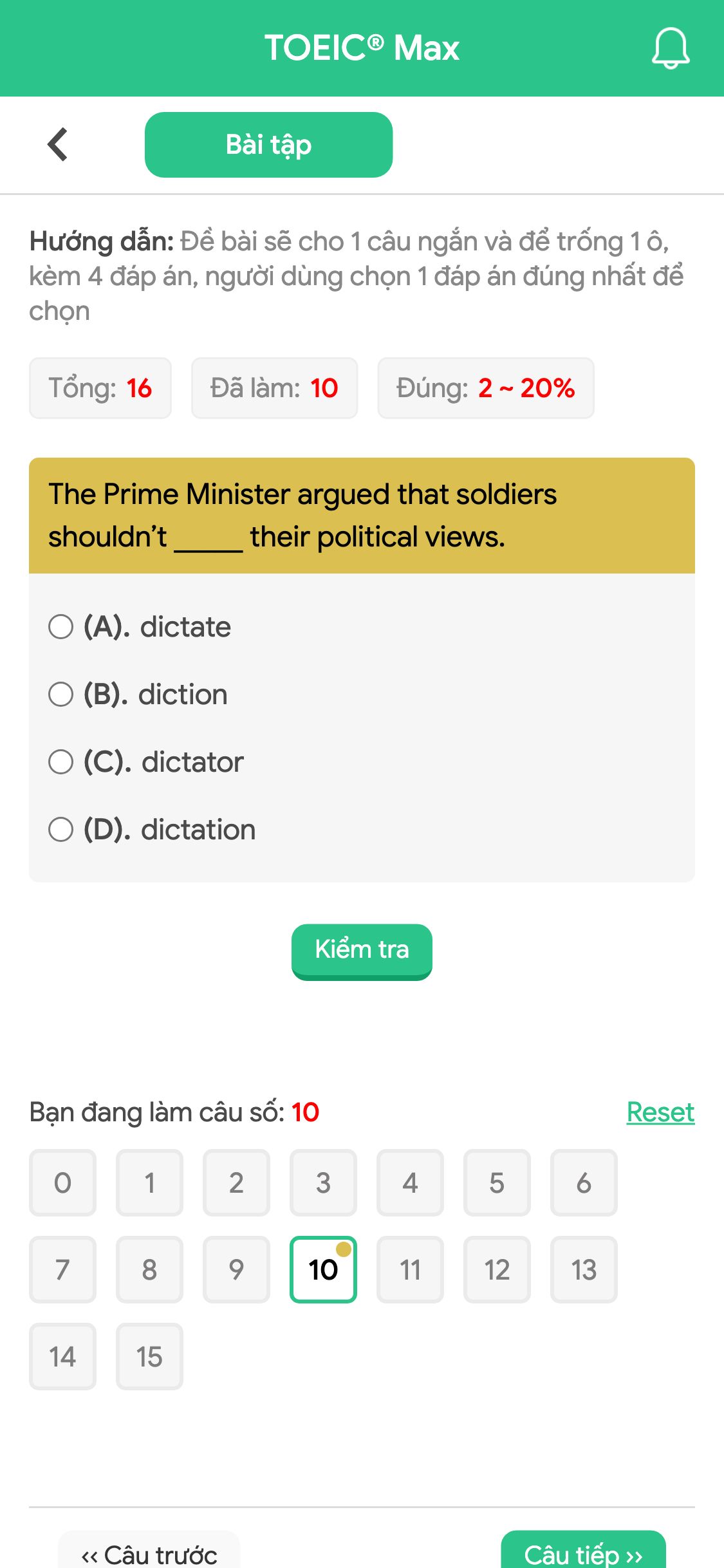 The Prime Minister argued that soldiers shouldn’t _____ their political views.