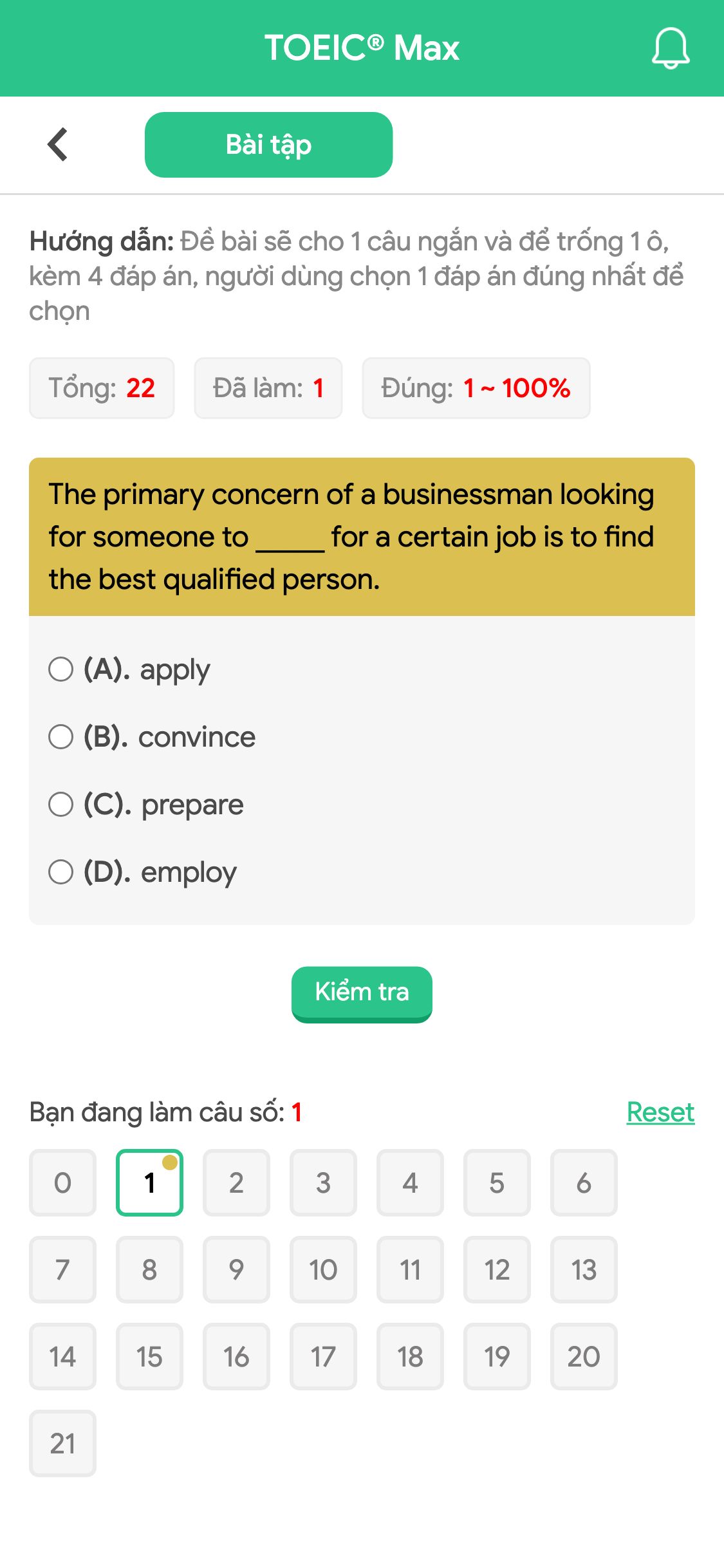 The primary concern of a businessman looking for someone to _____ for a certain job is to find the best qualified person.